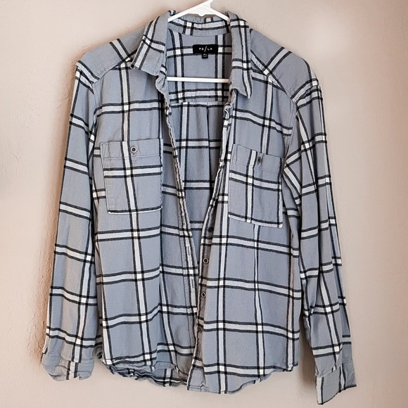 PS/LA Light Blue Plaid Button Down Longsleeve - Picture 1 of 6